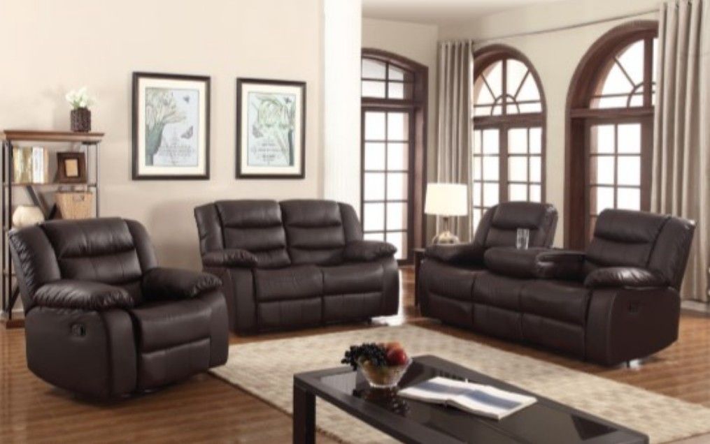 New 3pc Reclining set Brown air leather