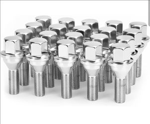 dynofit 12x1.25 OEM Lug Bolts Compatible with Jeep Dodge, 20pcs ET 28mm Shank 19mm Hex 2.45 inch Length Solid Chrome Wheel Bolt