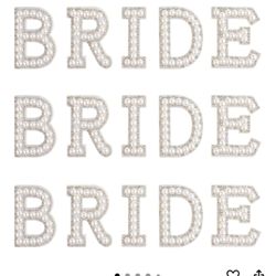 Bride Rhinestone Pearl Iron On Letters