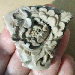 Carved Jasper Peony Flower Pendant