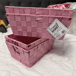 4 Pink Storage Basket Set 
