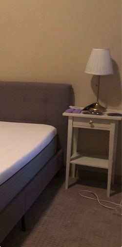 Set of Two IKEA HEMNES Nightstands – White Stain with Gold Knobs