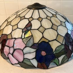 Large Vintage Tiffany Style Stained Glass Lamp Shade