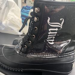 Fleece Lined Juicy Couture Black Glittery Boots Women’s Size 11