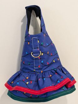 Christmas Lights Dog Harness dress With D-ring