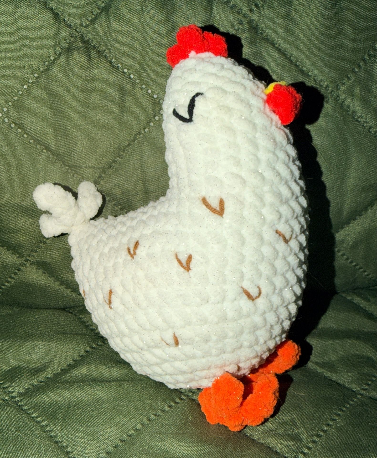 Crochet white chicken handmade plush
