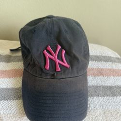 Pink And Navy Blue Ny Yankees Hat