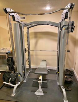 Hoist 3D smith machine/power rack/ functional trainer  Hoist adjustable bench, full set of rubber olympic weights, weight tree, lots of attachments