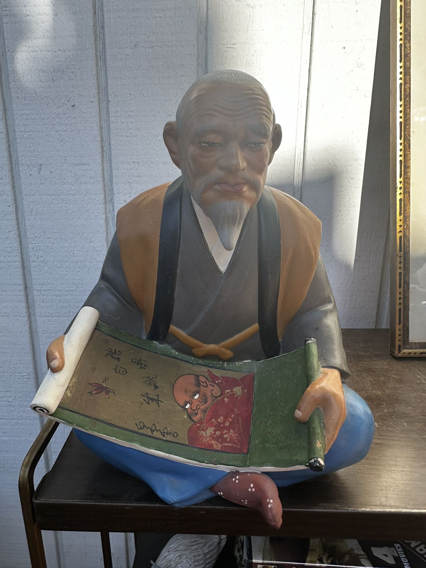 Hakata Mimasu Doll Japanese Old Man Painting Figurine Decor Collectible