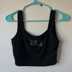 Womens Cropped Butterfly Tank Top (Size Small)