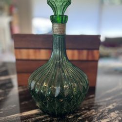 Vintage Green Glass Decanter