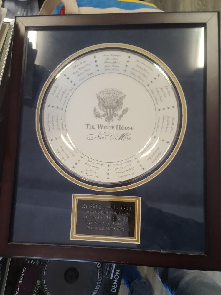 Framed White House Navy Mess Plate