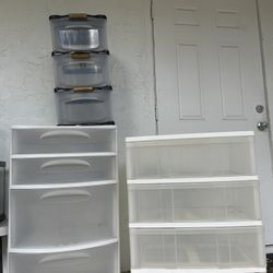 3 Plastic Sterilite Organizer Shelf Bins 