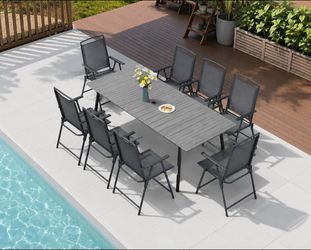 82.7 in. Aluminum Outdoor Patio Dining Table with
8 chairs.