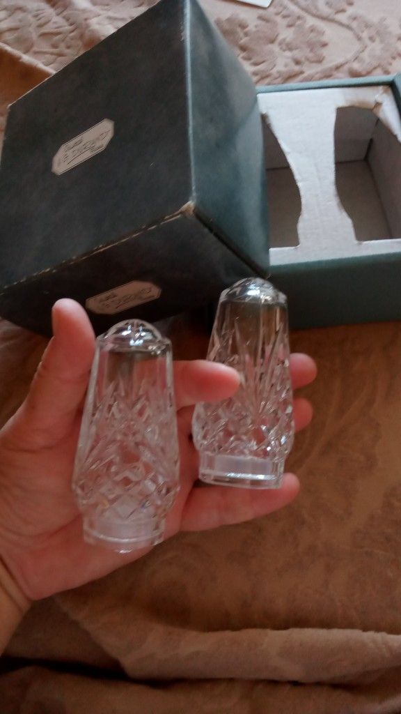 Crystal Salt, Pepper Shakers Durand France