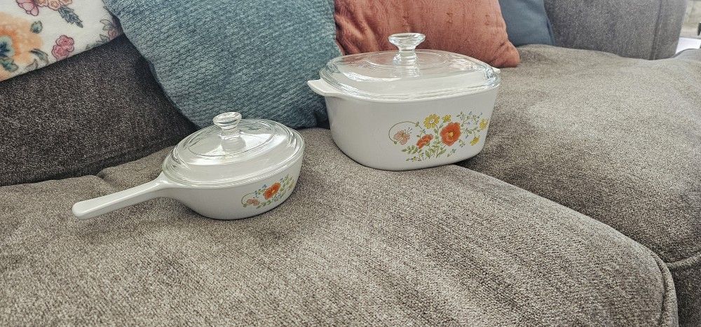 Vintage CorningWare Spice of Life Lot of 2 With Lids