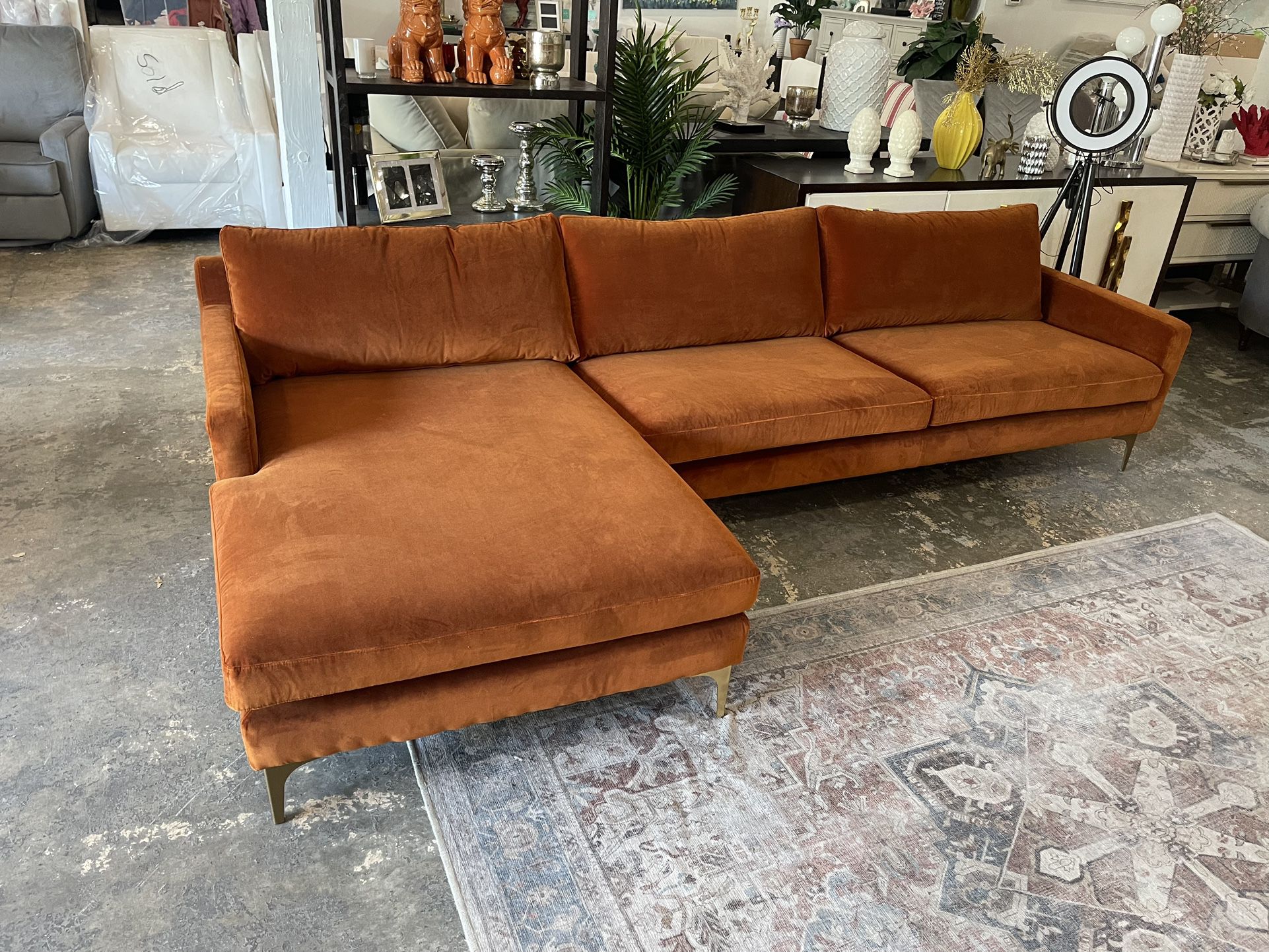 Modern Orange Sectional Sofa Delivery Available