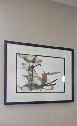 Large Abstract Wall Art – 40” x 32” – Black Frame