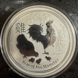 2017 Australia 2 oz Silver Lunar Rooster BU