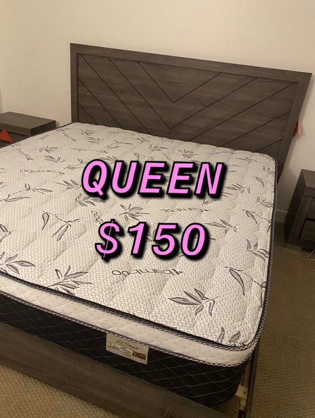 BRAND NEW PILLOW TOP MATTRESSES ✅ COLCHONES NUEVOS PILLOW TOP 💯‼️ QUEEN SIZE $150 ❌ $210 With Box Spring FULL SIZE $140❌ $200 With Box Spring💥