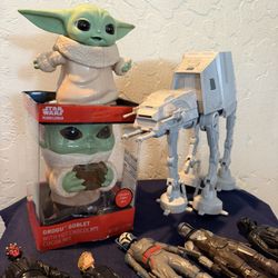 Star Wars Toy Bundle – Grogu Baby Yoda, AT-AT, Darth Vader, Mandalorian + Figures