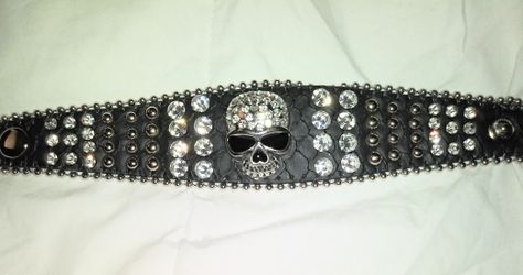 Sugar skull bracelet leather straps with crystals