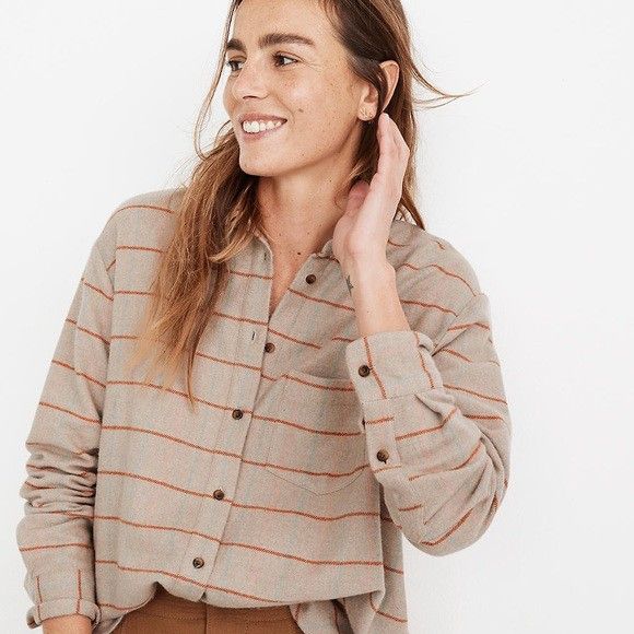 Madewell Plaid Flannel weekend shirt top t tee Botton Down Long Sleeve women's size M medium
