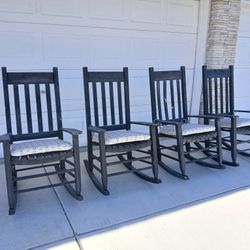 4 Black Wooden Rocking Chairs