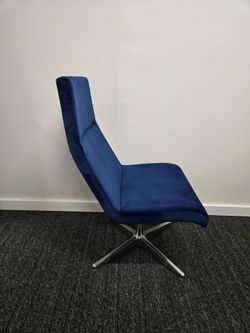 Contract Grade Blue Velvet Sample Swivel Lounge Chair