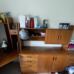 Wood Cabinet With Hutch