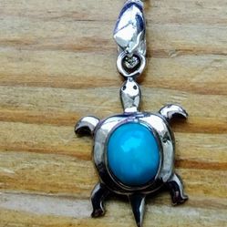 Turquoise and Sterling Silver Turtle Necklace 