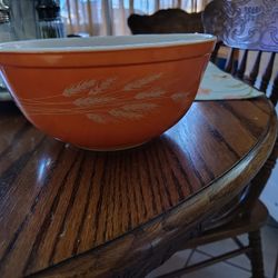Vintage PYREX Glass Autumn Harvest Wheat 403 NESTING MIXING SERVING Bowl 2.5 QT