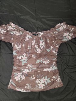 Floral Off-Shoulder Ruched Top Size M