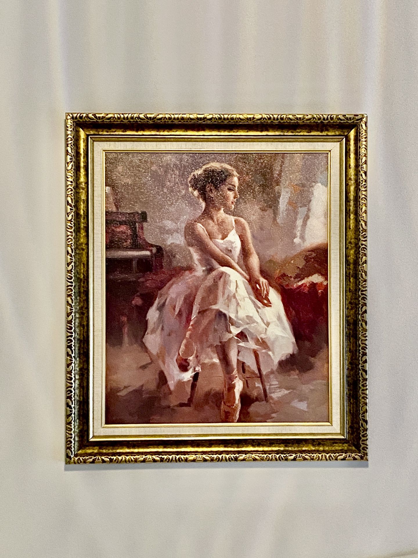 Seated Ballerina Portrait Wall Art Framed 26x30”