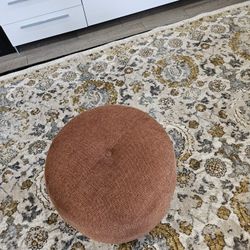  Round,  Rust Color,  Tweed Fabric, Ottoman