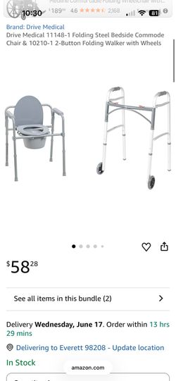 Drive Commode Chair, Walker, and Transfer Bench