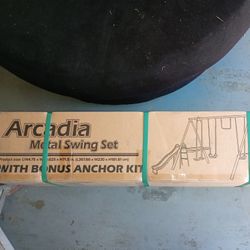 Arcadia Metal Swing Set With Slide 