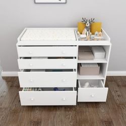 FUFU&GAGA
5-Drawers White Wood Dresser
