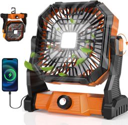 Portable Camping Fan,20000mAh Rechargeable Battery Powered Fan with LED Lantern, USB-C Battery Operated Fans,Ultra Quiet, for Outdoor Indoor Use,Trave