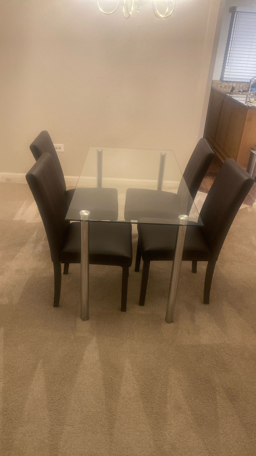 Dining Table With Modern Faux Waterproof Upholstered Dining Chair