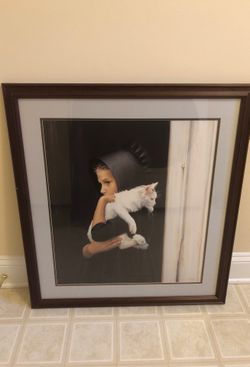 Large Portrait Of girl with a cat