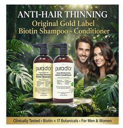 PURA D'OR Anti-Thinning Biotin Shampoo & Hair Regrowth Conditioner, CLINICALLY TESTED Effective Results, Thickening Herbal Blend For Women & Men, Orig
