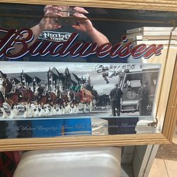 Budweiser Clydesdale firefighter mirror 36 1/2 x 27