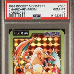 Charizard 006 PSA 10 GEM Carddass Prism 1997 Pokemon Japanese Pocket Monsters