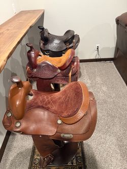 Set of three saddle stools