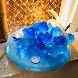 Vintage Aquar Blue lucite grapes Lamp