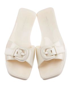 Veronica Beard Jelly Slide Davina Oversized Buckle Cream Sz 8M -NWOT