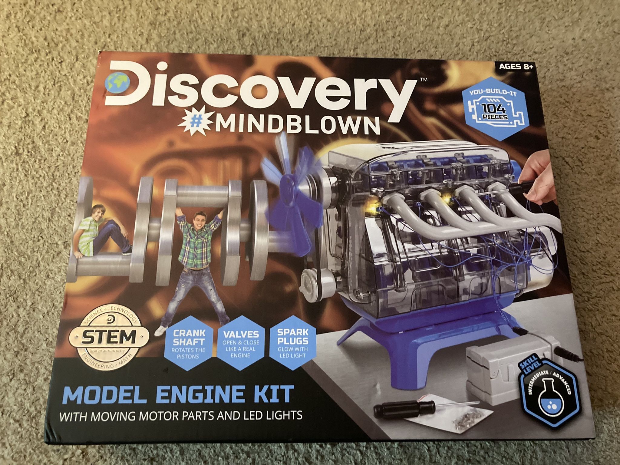 NewDiscovery #Mindblown Model Engine Kit, with Moving Parts and Lights - $10