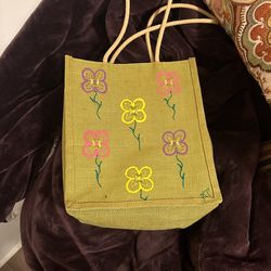 small custom painted flower tote 