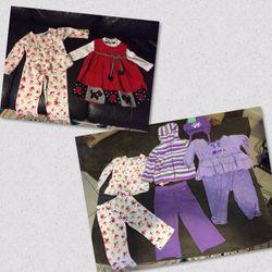 8 pieces (4 sets + a hat) . 24 months Baby Girl Clothes with a Christmas outfit.